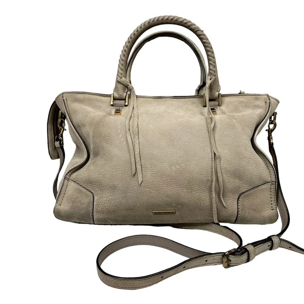 REBECCA MINKOFF Regan Suede Leather Satchel Tote Bag‎